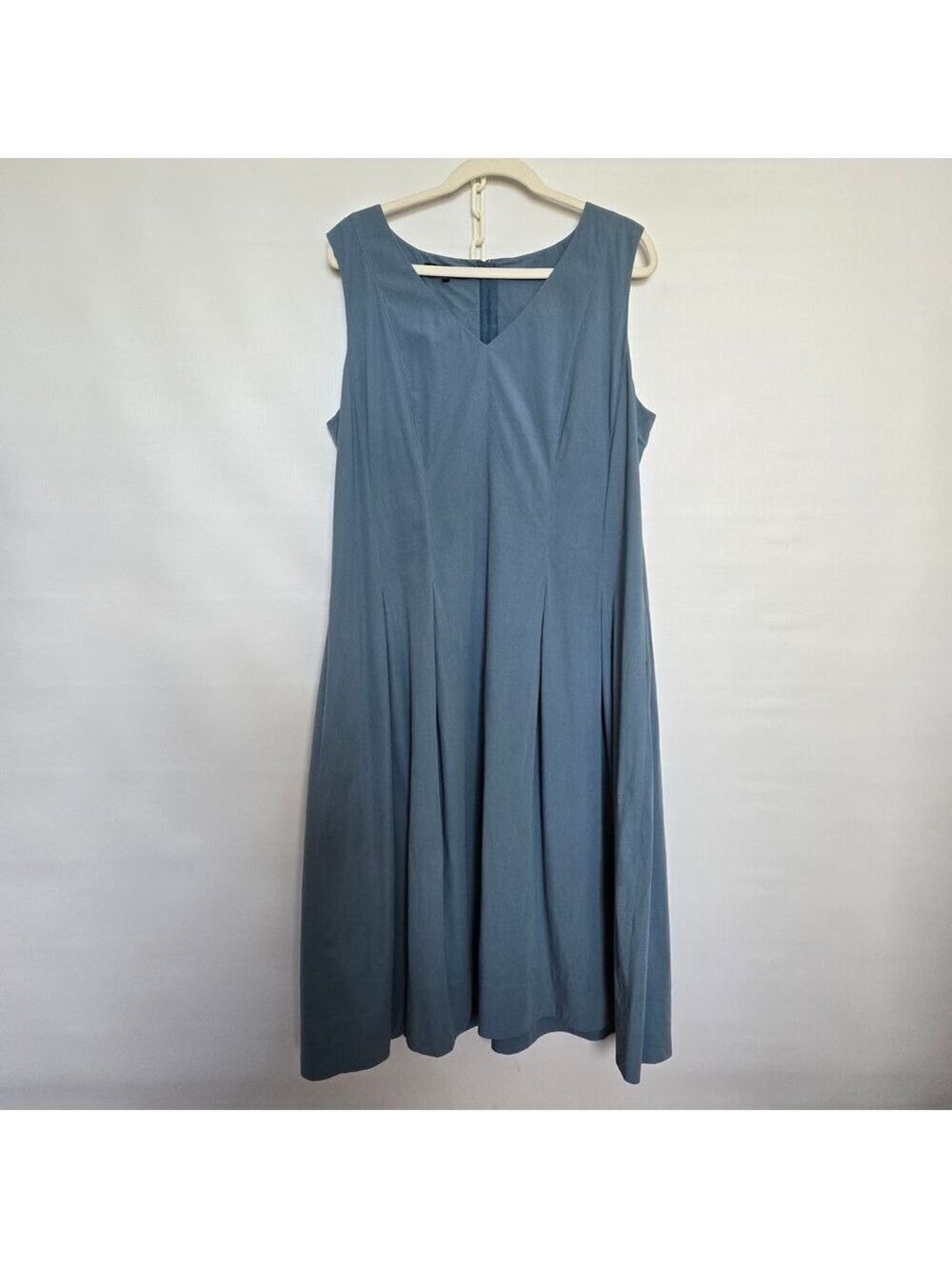 LAFAYETTE 148 NEW YORK DRESS WOMEN MIDI BLUE LAGEN MINIMALIST COASTAL SIZE XL